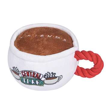 Friends the TV Show Central Perk Coffee Mug Plush Dog Toy with Rope Handle| Soft Cute Squeaky Toy fo...