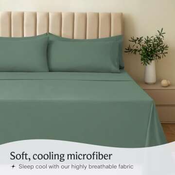 LuxClub 4 PC King Sheet Set, Breathable Luxury Bed Sheets, Deep Pockets 18" Wrinkle Free Cooling Bed Sheets Machine Washable Hotel Bedding Silky Soft - Tree Moss Green King