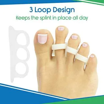 VIVEsole Hammer Toe Corrector for Men and Women (4pc) Cushioned Gel Straightener Loops - Toe Support Cushion Brace for Bunion Foot Relief, Feet Alignment, Curled, Claw, Crooked, Mallet Toes, 3 Loops