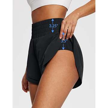 BALEAF Women's 3" Workout Shorts High Waisted Athletic Running Shorts with Liner Sports Lightweight Quick Dry Black M