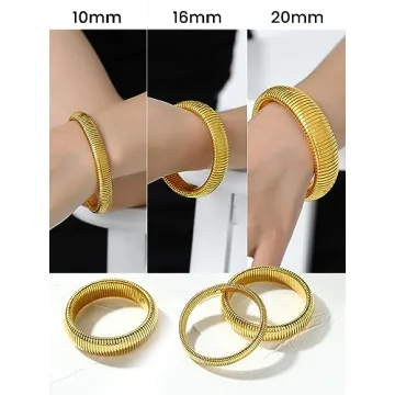 KeyStyle Gold Bangles Women Stretch Bracelets High Polish