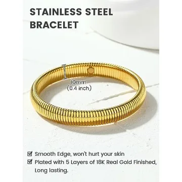 KeyStyle Gold Bangles Women Stretch Bracelets High Polish