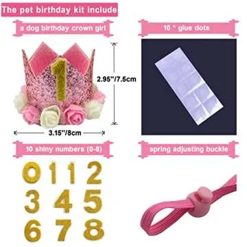 POSAPET Dog Birthday Hat Adjustable Reusable Crown