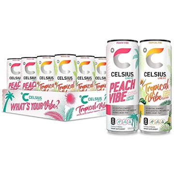 CELSIUS Sparkling Vibe Energy Drinks – Zero Sugar Variety Pack (12oz, 12-pack)