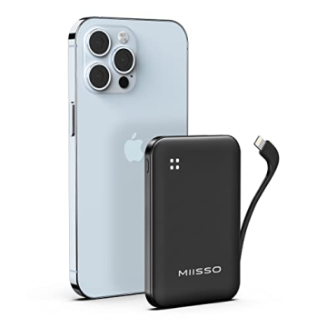 miisso 4500mAh Portable Phone Charger with Built-in Cable