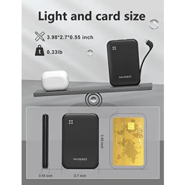 miisso 4500mAh Portable Phone Charger with Built-in Cable