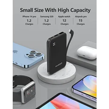 miisso 4500mAh Portable Phone Charger with Built-in Cable