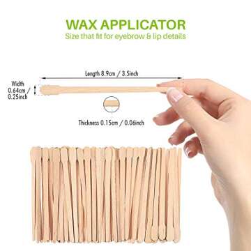 Mibly Wooden Wax Sticks - Eyebrow, Lip, Nose Small Waxing Applicator Sticks for Hair Removal and Smo...