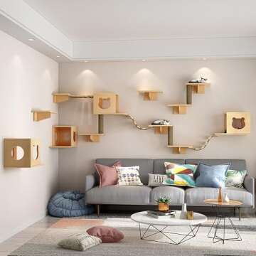 Cat Wall Shelves, Cat Wall Furniture, Cat Shelves and Perches for Wall, Cat Wall Steps Set with 4 Ca...