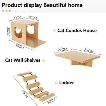 Cat Wall Shelves, Cat Wall Furniture, Cat Shelves and Perches for Wall, Cat Wall Steps Set with 4 Cat Condos House, 9 Cat perches, 2 Bridge Ladder, 3 Sisal Cat Scratching Post