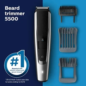 Philips Norelco Beard Trimmer and Hair Clipper Series 5500, Electric, Cordless, one Pass Beard Trimmer and Hair Clipper with Washable Feature for Easy Clean - No Blade Oil Needed - BT5511/49
