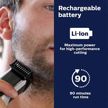 Philips Norelco Beard Trimmer and Hair Clipper Series 5500, Electric, Cordless, one Pass Beard Trimmer and Hair Clipper with Washable Feature for Easy Clean - No Blade Oil Needed - BT5511/49