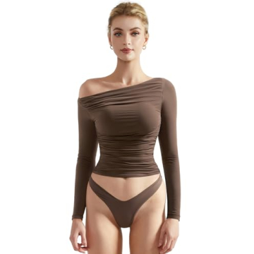 SUUKSESS Off Shoulder Fitted Long Sleeve Crop Top - Y2K Fashion