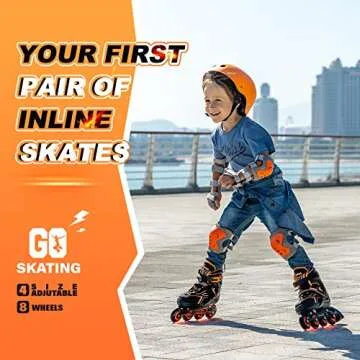 2PM SPORTS Torinx Orange Boys Adjustable Inline Skates, Fun Beginner Roller Skates for Kids, Youth, ...