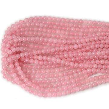 CHEAVIAN 60PCS Natural Rose Quartz Beads for Jewelry Making