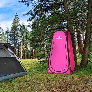 Pop Up Pod - Privacy Shower Tent, Dressing Room, or Portable Toilet Stall with Carry Bag for Camping, Beach, or Tailgate by Wakeman Outdoors (Pink)