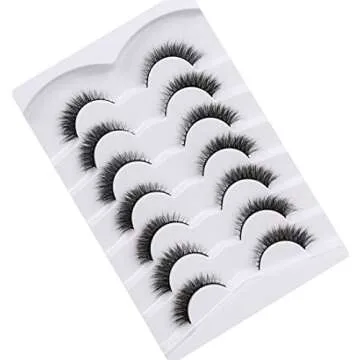 Pooplunch False Eyelashes Extension Volume Cat Eye Look Natural Wispy Lashes Fluffy Short 8D Fake Eyelashes Faux Mink Lashes 7 Pairs Pack