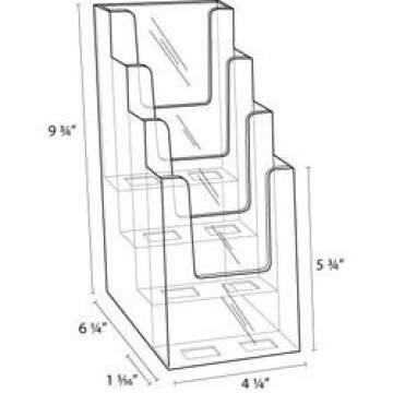Dazzling Displays 4-Tier 4" x 9" Brochure Holder - Tri-Fold Brochure Display Stand - Clear Acrylic B...