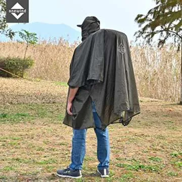 Onewind Hooded Rain Poncho for Men and Women - Versatile Survival Shelter Camping Gear Silnylon Rain...