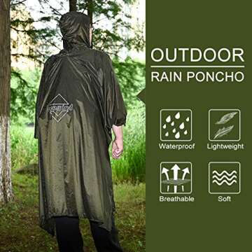 Onewind Hooded Rain Poncho - Waterproof & Lightweight Adventure Gear