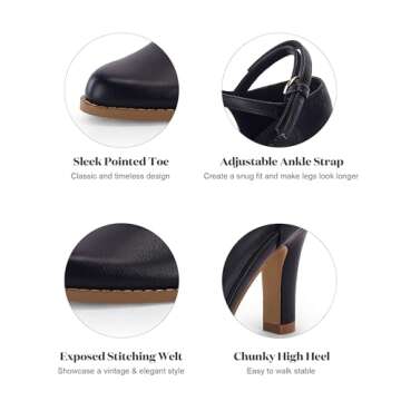 Coutgo Women's Chunky Heels: Elegant Vintage D'Orsay Pumps