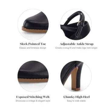 Coutgo Women's Chunky Heels: Elegant Vintage D'Orsay Pumps