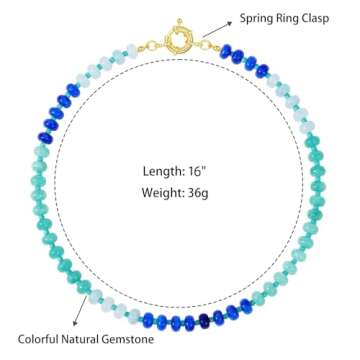 KELORIS PATH Beaded Gemstone Necklaces for Women, Boho Colorful Bead Choker Necklace, Natural Stone Handmade Summer Jewelry for Beach (Brave)