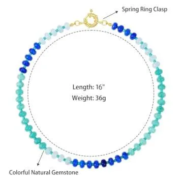 KELORIS PATH Beaded Gemstone Necklaces for Women, Boho Colorful Bead Choker Necklace, Natural Stone Handmade Summer Jewelry for Beach (Brave)