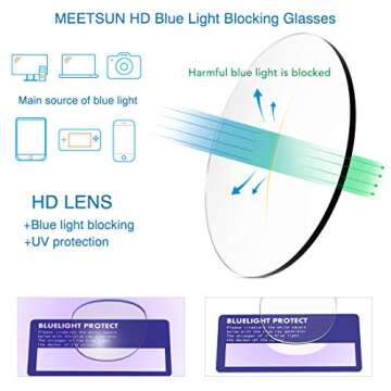 MEETSUN Blue Light Blocking Glasses, Anti Eye Strain Headache (Sleep Better),Computer Reading Glasses UV400 Transparent Lens (B (Leopard + Transparent Frame) /Clear Lens 2 Pack, 53)
