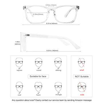 MEETSUN Blue Light Blocking Glasses, Anti Eye Strain Headache (Sleep Better),Computer Reading Glasses UV400 Transparent Lens (B (Leopard + Transparent Frame) /Clear Lens 2 Pack, 53)