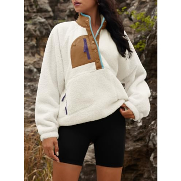 Yanekop Women's Cozy Fleece Pullover Jacket with Pockets