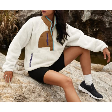 Yanekop Women's Cozy Fleece Pullover Jacket with Pockets