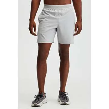 Fabletics Men's The Fundamental Short (Lined), Workout, Running, Training, Gym, Yoga, Ultra Lightweight, Athletic, 5" Inseam, XL, Mineral Grey