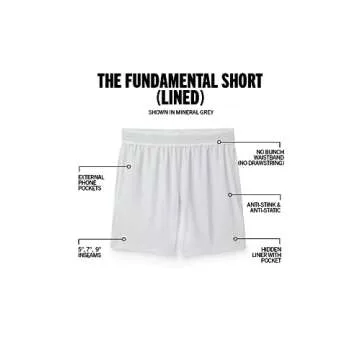 Fabletics Men's The Fundamental Short (Lined), Workout, Running, Training, Gym, Yoga, Ultra Lightweight, Athletic, 5" Inseam, XL, Mineral Grey