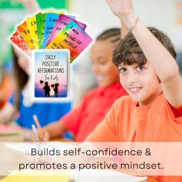 Daily Positive Affirmation Cards for Kids, Mindfulness Activities, Confidence Building, Growth Mindset, Positive Attitude, 54 Glossy cards in hard storage box, Loved by teachers, parents, & therapists
