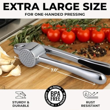 Zulay Kitchen Large Premium Garlic Press Set: Ergonomic & Durable Tool for Effortless Cooking