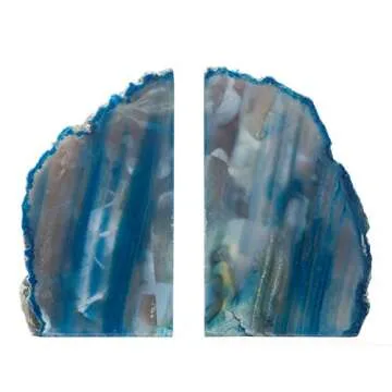 Unique Blue Agate Geode Bookends - Eco-Friendly and Stylish