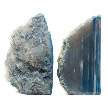 Unique Blue Agate Geode Bookends - Eco-Friendly and Stylish