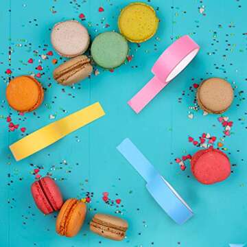 Bearly Art Washi Tape Set - Macaron Mix - 10 Pastel Colors Decorative Tape for DIY Crafts - Extra Long Rolls - Scrapbooking and Paper Crafts - 15mm Wide and 5m Long