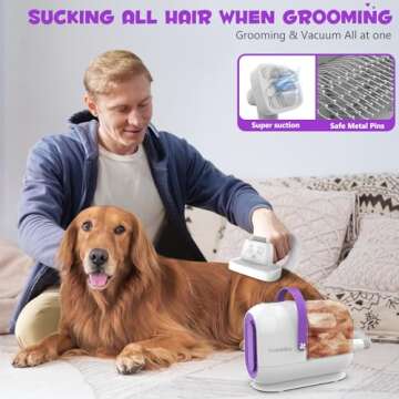 Homeika Pet Grooming Kit & Dog Hair Vacuum, 99% Pet Hair Suction, 3L Dust Cup, 7 Tools, 5 Nozzles, W...