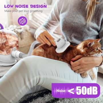 Homeika Pet Grooming Kit & Dog Hair Vacuum, 99% Pet Hair Suction, 3L Dust Cup, 7 Tools, 5 Nozzles, White, for Dogs Cats