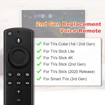 Replacement Remote Control fit for Fire Smart TV(3rd Gen),TV Stick(2nd Gen/4K/Lite),TVs Cube(1st/2nd...