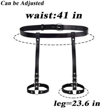 BODIY Punk Leather Thigh Harness Black Rave Waist Belts Leg Garter Belts Body Chain Jewelry for Women and Girls