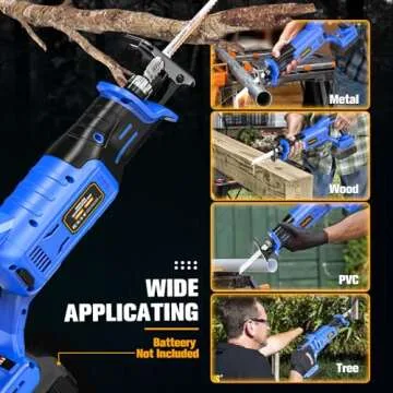 Cordless Reciprocating Saw for Dewalt 20V Battery: 3200 SPM Brushless Sawzall, 3 Variable Speed, 1" Stroke Length, Keyless Blade Clamp, Includes 4 Blades for Metal, PVC, Wood Cutting. Tool Only