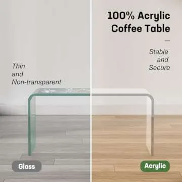 VDGPWA Premium Acrylic Coffee Table, 32" L*16" W *16" H, 3/5" Thick Clear Coffee Table for Living Room, Rectangle Lucite Center Table Modern Waterfall Table Acrylic Furniture