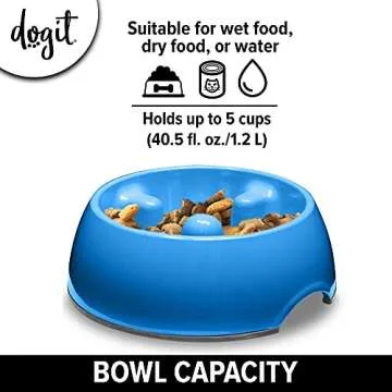Dogit Slow Feeder for Dogs, Anti-Gulping Bowl in Blue