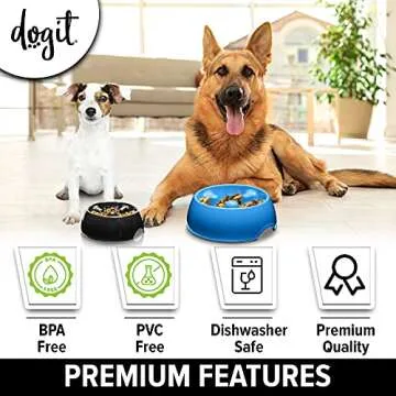 Dogit Slow Feeder for Dogs, Anti-Gulping Bowl in Blue
