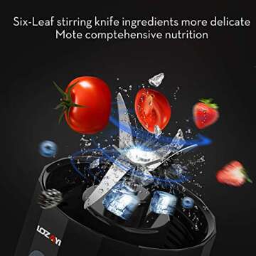 Portable Blender, LOZAYI Small Personal Blender Travel USB Rechargeable Juicer Cup for Shakes and Smoothies, Cordless Single Serve Fruit Mixer Mini Blender with Led Displayer for Outdoor Travel Home Office (Orange)