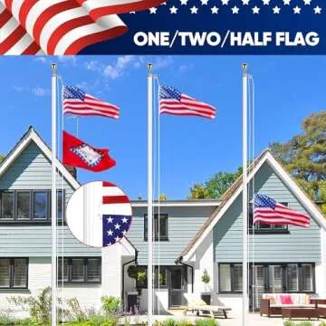 25 FT Sectional Flag Pole for Outside Inground, Heavy Duty Aluminum Flag Poles with 3'x 5' American Flag & Golden Ball Topper, Flag Pole Kit for Yard, Residential and Commercial, Silver