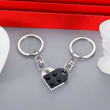 VANLOVEMAC Couples Matching Keychain for Boyfriend Girlfriend Boo Basket Stuffers for Women Friends ...